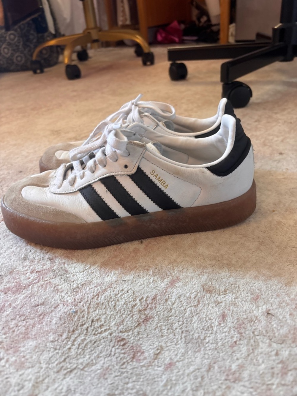 adidas White and Black Samba Low-Top Sneakers